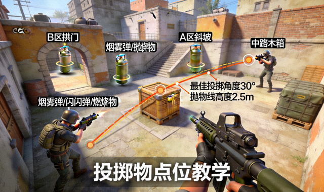 CSGO投掷物高清点位三维演示教学画面