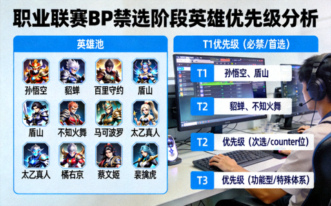 职业联赛BP禁选阶段英雄优先级分析画面